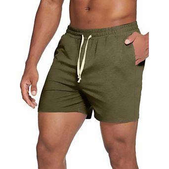 PINSPARK Mens 5.5 Inch Elastic Waist Cotton Lounge Pajama Shorts with Pockets