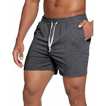 PINSPARK Mens 5.5 Inch Elastic Waist Cotton Lounge Pajama Shorts with Pockets