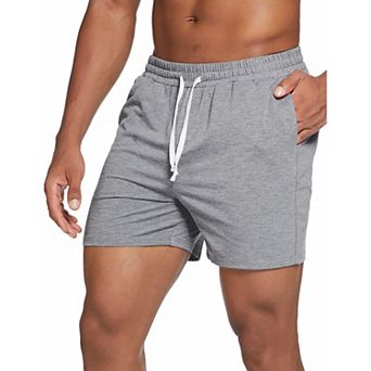 PINSPARK Mens 5.5 Inch Elastic Waist Cotton Lounge Pajama Shorts with Pockets