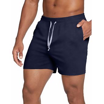 PINSPARK Mens 5.5 Inch Elastic Waist Cotton Lounge Pajama Shorts with Pockets
