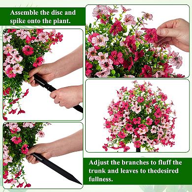 Artificial Boxwood Topiary Ball Tree, Set of 2 Fake Bushes Shrubs with Ground Spike