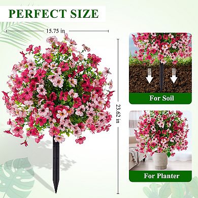 Artificial Boxwood Topiary Ball Tree, Set of 2 Fake Bushes Shrubs with Ground Spike