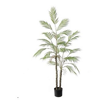 Artificial Palm Tree Plant, Faux Plant Indoor with Pot, Fake Plant Home Decor Patio Doorway Office