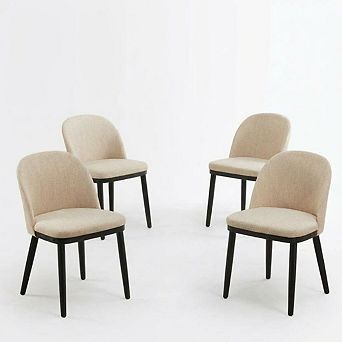 Modern Linen Dining Chair Set of 4/6, Upholstered Chairs for Dining Room Living Room