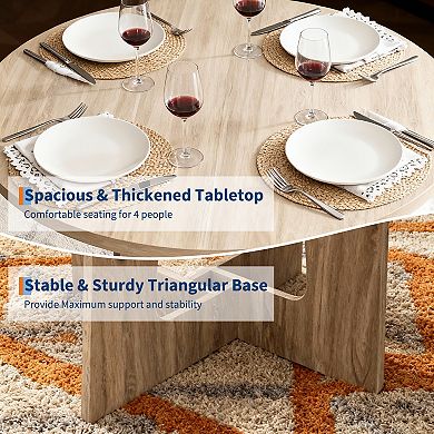 Modern 43.3" Round Dining Table, Seats 4 Kitchen Table for Dining Rooms, Space-Saving Design