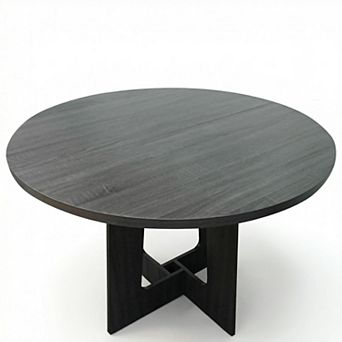 Modern 43.3" Round Dining Table, Seats 4 Kitchen Table for Dining Rooms, Space-Saving Design