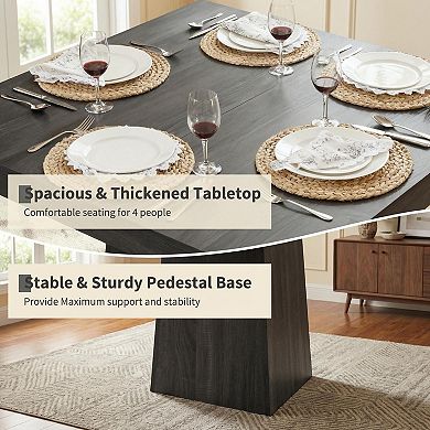 Modern 31.5" Square Pedestal Dining Table for Small Spaces & Nooks
