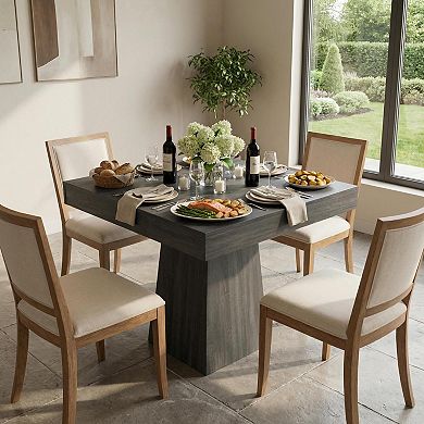 Modern 31.5" Square Pedestal Dining Table for Small Spaces & Nooks
