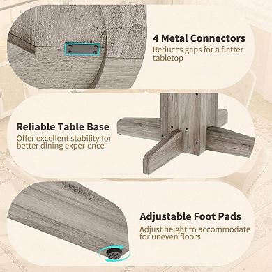 Round Dining Table with Pedestal Base, Modern 47" Wood Kitchen Table for Small Spaces