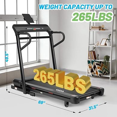 Foldable Treadmill, 350Lbs Weight Capacity Running Treadmill with Large Belt, Up & Down Hill Mode