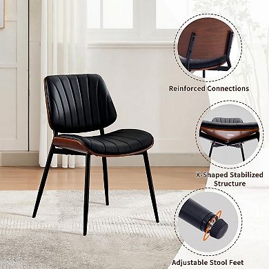 Dining Chairs Set of 2, Modern Upholstered Kitchen Chairs, Adjustable Feet, Metal Legs