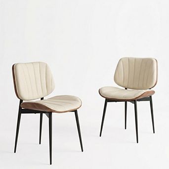 Dining Chairs Set of 2, Modern Upholstered Kitchen Chairs, Adjustable Feet, Metal Legs