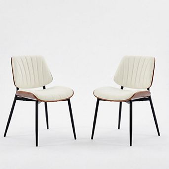 Dining Chairs Set of 2, Modern Upholstered Kitchen Chairs, Adjustable Feet, Metal Legs