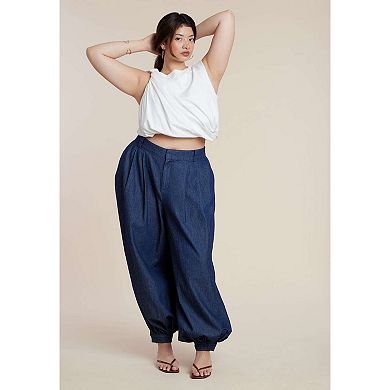 ELOQUII Women's Plus Size Twist Drape Bubble Tee