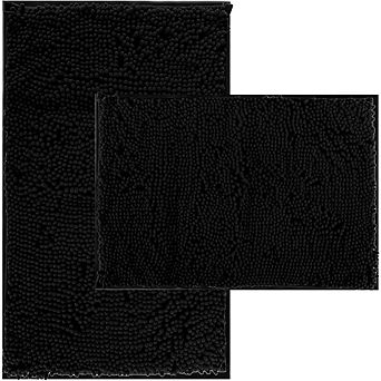 Zoulao 2 pc Thick Chenille Bathroom Rugs, Soft Non-Slip Bath Mats, Quick-Dry