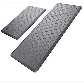 Zoulao 2-Pack Anti-Fatigue Kitchen Mats, Non-Slip Cushioned Rugs for Sink, Office, Laundry, Grey