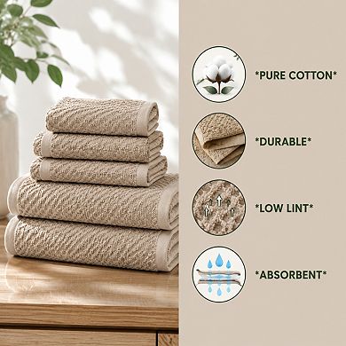 Waffle Weave 6 Piece Towel Set Luxury Spa Cotton Absorbent Quick Dry