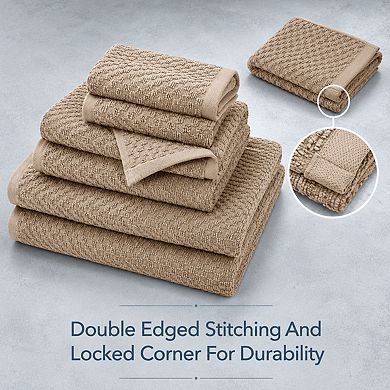 Waffle Weave 6 Piece Towel Set Luxury Spa Cotton Absorbent Quick Dry
