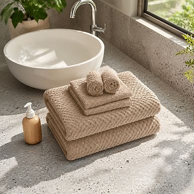 Waffle Weave 6 Piece Towel Set Luxury Spa Cotton Absorbent Quick Dry