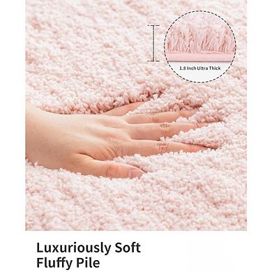 UPFHBL Pink Super Absorbent Bath Mat, Non-Slip Microfiber Plush Rug, Washable