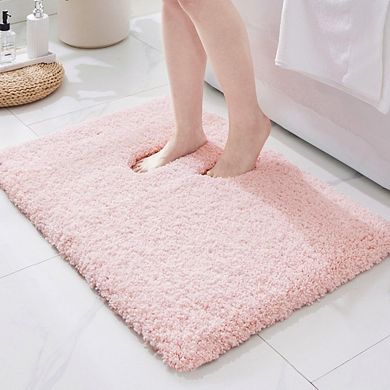 UPFHBL Pink Super Absorbent Bath Mat, Non-Slip Microfiber Plush Rug, Washable