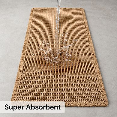 Upgraded Waffle Runner Rug Super Absorbent Non Slip Washable Tassel Bath Mat