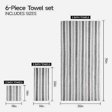 Ultra Soft Bath Towel Sets 6-Piece Microfiber, Highly Absorbent Quick Dry Towels for Bathroom, Spa