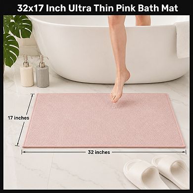 Ultra Thin Non Slip Quick Dry Absorbent Bathroom Rug Mat Easy Clean Durable