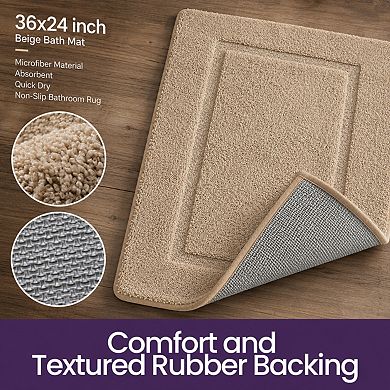 Washable Non Slip Absorbent Quick Dry Plush Bathroom Rug Bath Mat