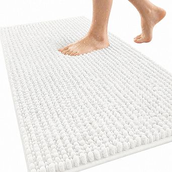 Thick Soft Absorbent Chenille Bath Rug Non Slip Quick Dry Washable Floor Mat