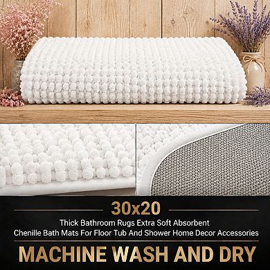 Thick Soft Absorbent Chenille Bath Rug Non Slip Quick Dry Washable Floor Mat