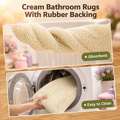 Ultra Thick Soft Microfiber Bath Mat Non Slip Absorbent Machine Washable