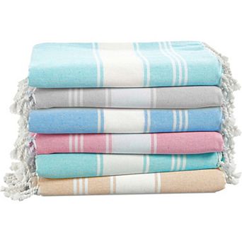 Turkish Beach Towels for Women, Set of 6 - Large , Pre-Washed, No-Shrink, Sand-Free, Quick Dry