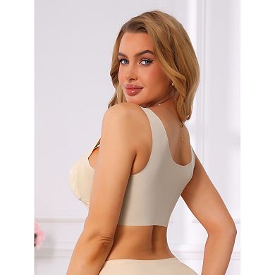 Women's Plunge Lace Wireless Push Up Pullover Bra Full Coverage AntiSagging Wide Strap Everyday Bras