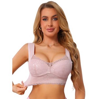 Women's Plunge Lace Wireless Push Up Pullover Bra Full Coverage AntiSagging Wide Strap Everyday Bras