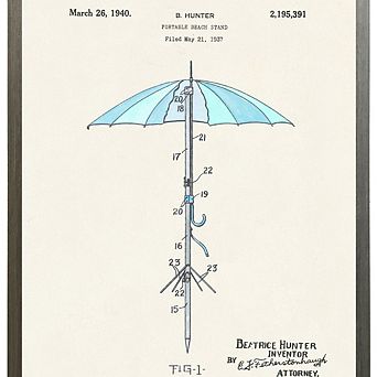 Beach Umbrella Patent in Frame