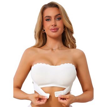 Women's Front Closure Push Up Strapless Bandeau Non-Slip Wavy Edge Backless Wirefree Tube Bra