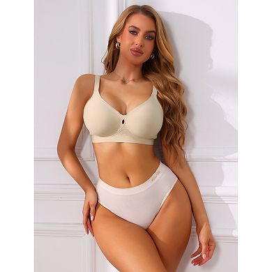 Women's Deep V Wide Straps Push Up Soft Support Bra Seamless Wireless Breathable Lingerie