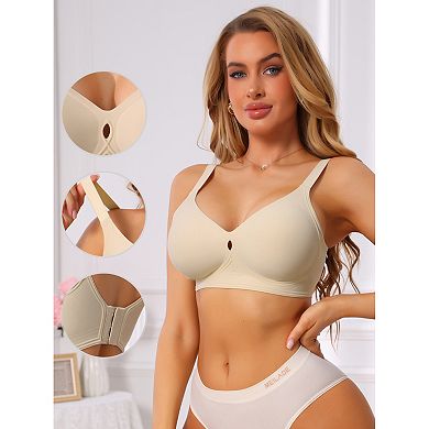 Women's Deep V Wide Straps Push Up Soft Support Bra Seamless Wireless Breathable Lingerie