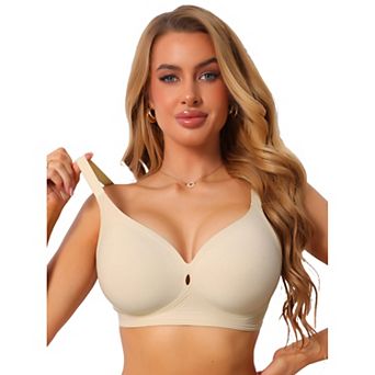 Women's Deep V Wide Straps Push Up Soft Support Bra Seamless Wireless Breathable Lingerie