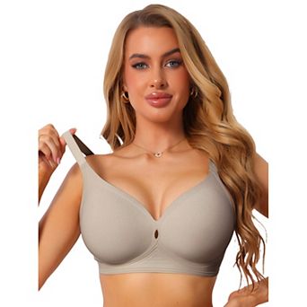 Women's Deep V Wide Straps Push Up Soft Support Bra Seamless Wireless Breathable Lingerie