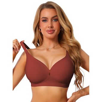 Women's Deep V Wide Straps Push Up Soft Support Bra Seamless Wireless Breathable Lingerie