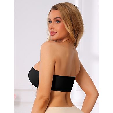 Women's Side Closure Strapless Bandeau with Removable Pads Seamless Soft Backless Tube Bras