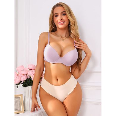 Women's Push Up Plunge Underwire Bra Ribbed Full Coverage Adjustable Straps Everyday Lingerie