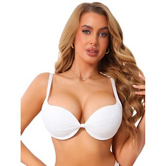 Women's Lace Underwire Push Up Bra Adjustable Wide Straps Soft Cup Minimizer