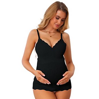 Women's V Neck Cami Tops Textured Stretchy Sleeveless Nursing Pregnancy Tanks with Adjustable Straps