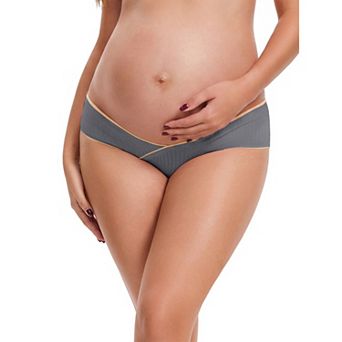 Women's Low Rise Ribbed Underwear Maternity Under Bump V-Shape Support Contrast Color Briefs