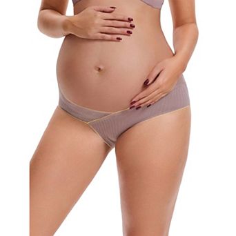 Women's Low Rise Ribbed Underwear Maternity Under Bump V-Shape Support Contrast Color Briefs