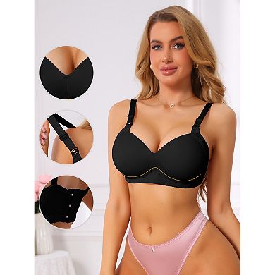 Women's Deep V Full Coverage Minimizer Wireless Adjustable Straps Comfort Everyday Bras