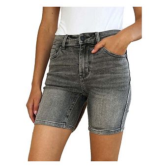 Full Size High Waist Washed Denim Shorts